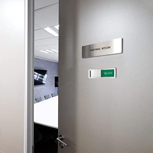 Image of Privacy Sign - Vacant Occupied Sign for Home Bathroom Office Restroom Conference Hotel Hospital, Easy to Read Non-Scratch Magnetic Slider Door Indicator with Clear, Bold & Colored Text - Silver