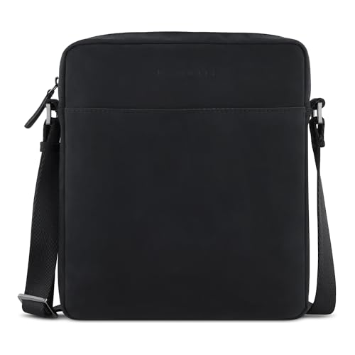 bugatti Luca kleine Schultertasche aus echtem Leder, Cross-Body Umhängetasche in schwarz