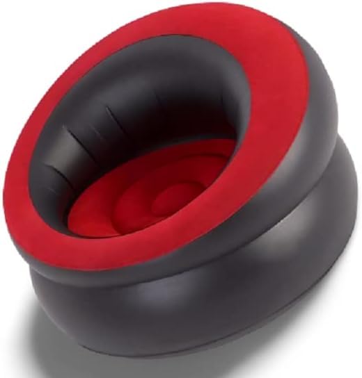 Trendi Inflatable Sofa Chair | Soft Suede Top | Ideal for Living Room, Gaming, Dorms, Camping & Outdoor Use | For Adult & Kids| Black/Red (Single Inflatable Sofa)