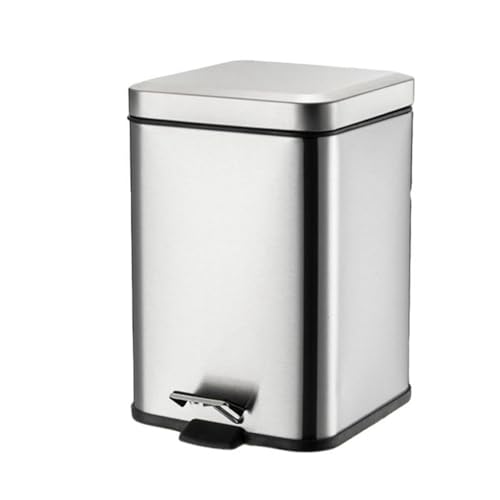 Hefiona ゴミ箱 ふた付き 6L ダストボックス 角型 ペダル式 ごみ箱 スリム おしゃれ 抗菌 消臭 密閉 音無し 部屋 キッチン リビングルーム トイレ 浴室 オフィス用 スチール