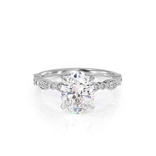 KEYZAR Engagement Rings for Women, Handmade Vintage Milgrain Solitaire, Oval Cut 2.1ct Moissanite, D KEYZAR Engagement Rings for Women, Handmade Vintage Milgrain Solitaire, Oval Cut 2.1ct Moissanite, D