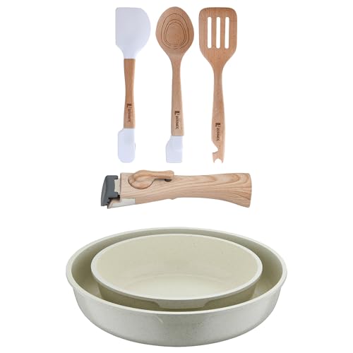 Bergner Click&Cook Juego de 2 Sartenes Ø22Ø26cm Aluminio fundido Blanco con Mango...