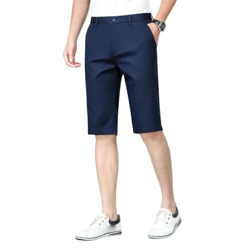 Short d'été en tencel fin homme bleu 40 bermuda ample léger 5 poches vêtement respirant décontracté