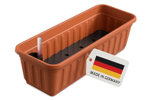 Alpfa Blumenkasten 80 cm Terracotta mit Wasserspeicher Made IN Germany
