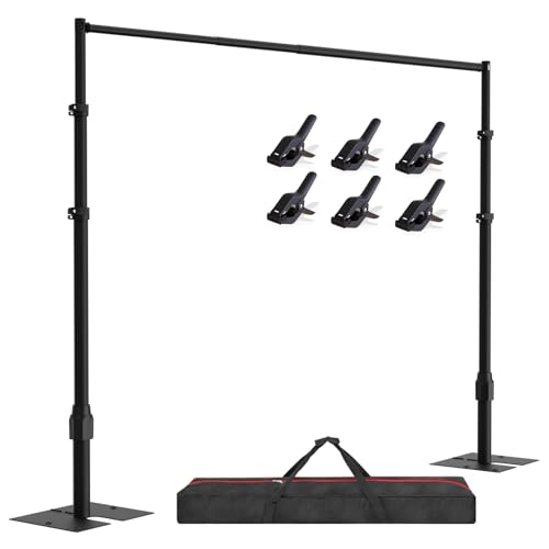 EMART Backdrop Stand Heavy Duty 10x10FT, Pipe and Drape Photo Background Photography Kit, Adjustable Metal Frame with Flat Base for Wedding Birthday Party Decoration-Black