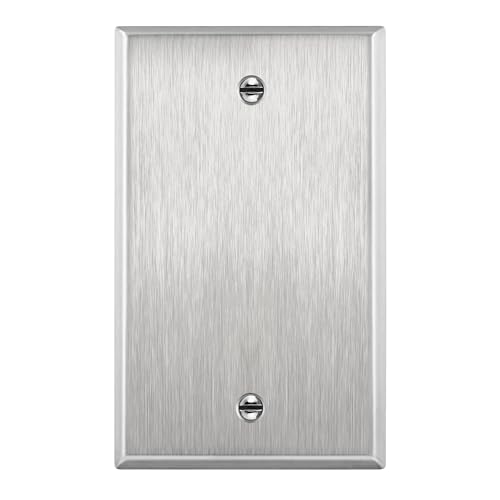 ENERLITES Blank Device Metal Wall Plate, Corrosion Resistant, Size 1-Gang 4.50" x 2.76", UL Listed, 7701, 430 Stainless Steel, Silver