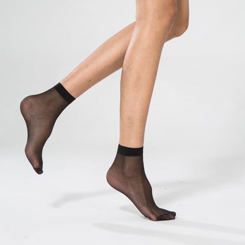 Mcool Mary 20 Pairs Womens Sheer Ankle Socks Nude Black Stocking Summer Ultra Thin Soft Silk Socks Cool for Women2