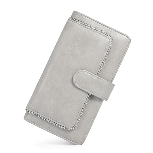Image of UTO Wallet Women Vegan Leather Wristlet Snap Long Purse Credit Card Holder Elegant Clutch