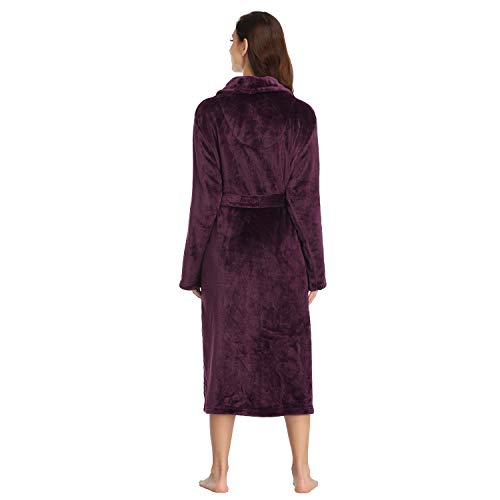 Image of RONGTAI Womens Bathrobe Ladies Fleece Plush Warm Long Robes Fleece Nightgown Sleepwear