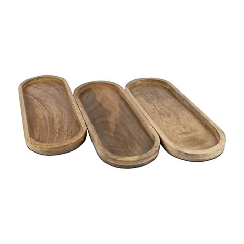 Juego de 3 bandejas ovaladas de madera de mango Samhita Cover