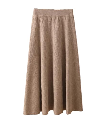 Jupe mi-longue en tricot doux pour femme taille haute coupe ligne A