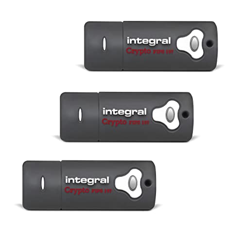 Integral 8GB Crypto-197 256-Bit Hardware 3-Pack Encrypted 3.0 USB Secure Flash Memory Drive, Certified to FIPS 197
