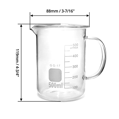 QWORK 500ml Beaker Mug with Handle, Borosilicate Glass Measuring Cup - Image 5