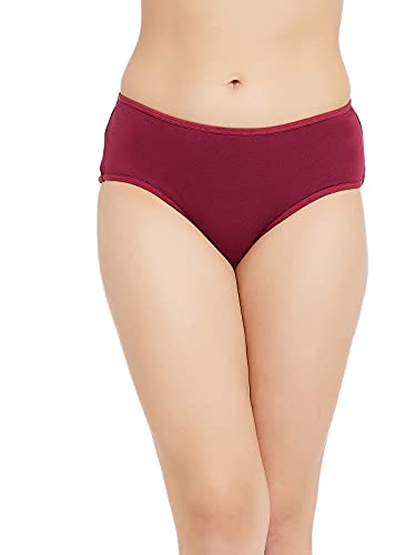 Image of Clovia Women's Cotton Mid Waist Kitty Print Hipster Panty in Red