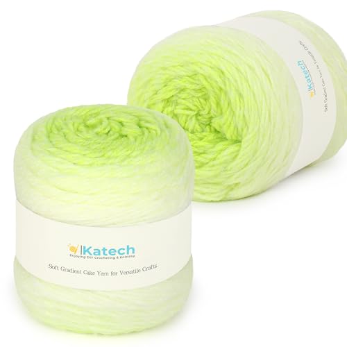 Image of Katech Ombre Yarn for Crocheting-Large Skein of Gradient Yarn Cake-2 Pack of 200g /7.05 oz-80% Acrylic,20% Nylon- #4 Medium-Perfect for Star Blankets, Scarves, Shawls and Garments (J)