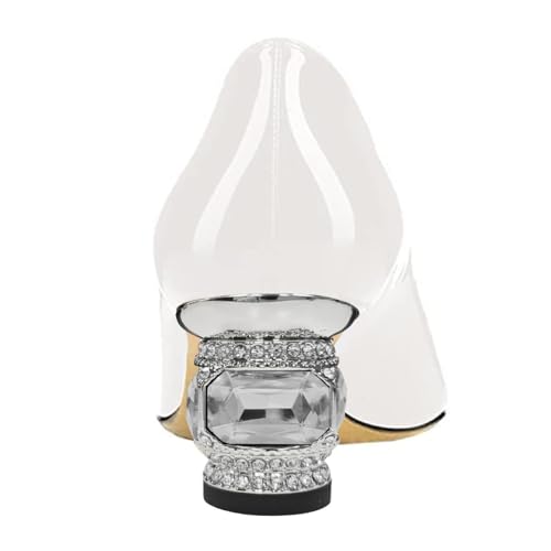 FSJ Women Pointed Toe Crystal Pump Rhinestone Bow Block Low Heel Slip On Comfy Date Party Shoes Size 4-16 US3