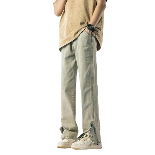 Pants Trousers Denim Zipper Jeans Men's Straight Tube Port Style Street