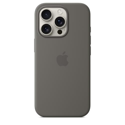 Image of Apple iPhone 16 Pro Silicone Case with MagSafe and Camera Control: Lightweight Phone Case, Wireless Charging Compatible, Smooth Matte Finish; Stone Gray