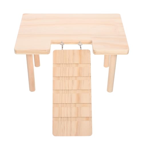 FRCOLOR Wooden Hamster Cage Ladder with Multi-Functional Platform Small Animal Climbing Ramp for Hamsters and Small Pets 9.45X6.3X5.31In