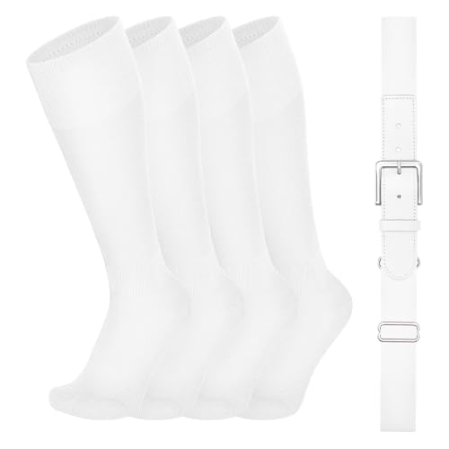 Image of VONMELLI Youth Baseball Belt and Socks Combo, Elastic Softball Belts and Socks for Boys and Adult (2 Pairs of Socks & 1 Belt)