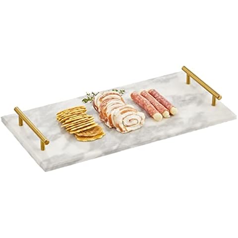 mDesign Marble Pastry Board with Deco Handles Cover
