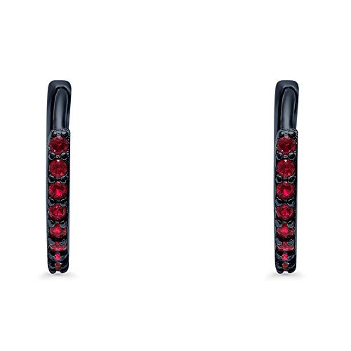 Huggie Hoop Earrings Round Simulated Cubic Zirconia 925 Sterling Silver Choose Color2