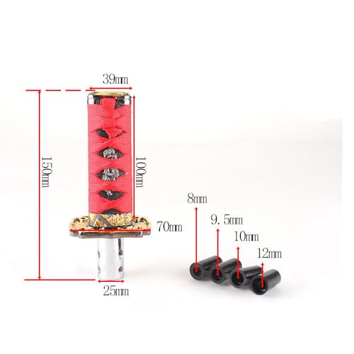 YOURKARTS.COM Car Gear Knob Katana Design – 20CM Red Sword Handle | Universal Samurai Shifter Stick | Premium Metal Build for Cars, SUVs & Tuners | Modified Look Upgrade | car Accessories 2025