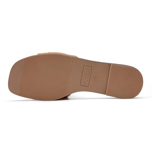 Athlefit Women's Slides Summer Fashion Slip On Flat Sandals Dressy Brown Size 7 — view 5