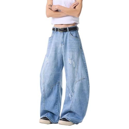 Men's Wide Leg Hip Hop Denim Jeans3