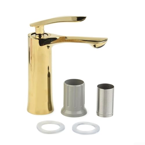 Grifo de lavabo, cascada de latón dorado, grifo de agua fría caliente de un solo agujero, montado en cubierta para lavabo de baño, lavabo de tocador