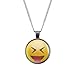 Mylery Collar con Motivo emoticonos Emoji Sonriente de la Cara no. 11 Plata 28mm