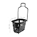 6PCS Trolley Rolling Plastic Basket Set - 35 Litre Portable Shopping Basket with 4 Wheels and Handle for Supermarkets, Retail Stores, Bookstores (Black)