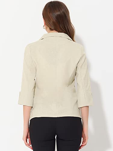 Allegra K Women's Suit Jacket Notched Lapel Collar 3/4 Sleeve Button Front Work Formal Blazer4