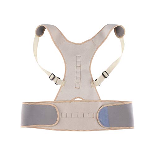 Lz Adult men and women correct back back good back waist adjustable magnet spine posture youth hunchback correction belt (Color : Cream color, Size : XXL)