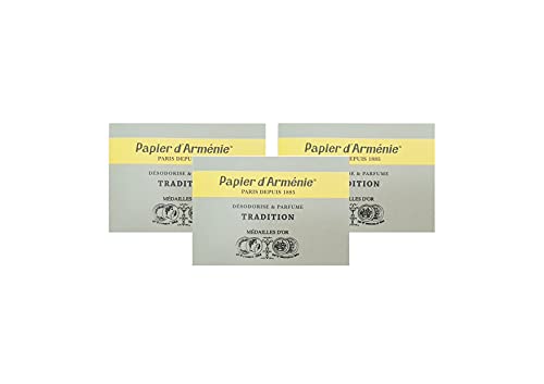 Papier d'Arménie TRADIZIONE • Set di 3 quaderni triple di 36 lamelle • Carta originale dell'Armenia • Deodorante naturale • Profumo per interni • Deodorante
