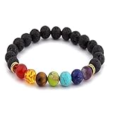 [RODÉATE CON EL AROMA DE TUS ACEITES ESENCIALES]: Las perlas de piedra volcánica son muy porosas y absorbentes con todo tipo de perfumes. Unas pocas gotas de aceites naturales permiten a tu pulsera desprender su fragancia gradualmente y fortalecen tu relación con el amuleto protector.