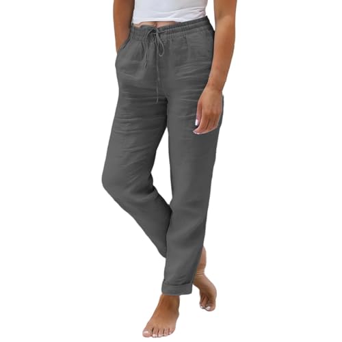 Pantalon en lin léger blanc de style cargo et jogging décontracté pour l'été