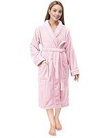 NY Threads Luxury Women’s Dressing Gown Super Soft Fleece Bath Robe Cozy Shawl Collar Loungewear and Nightwear, Medium, Light Pink