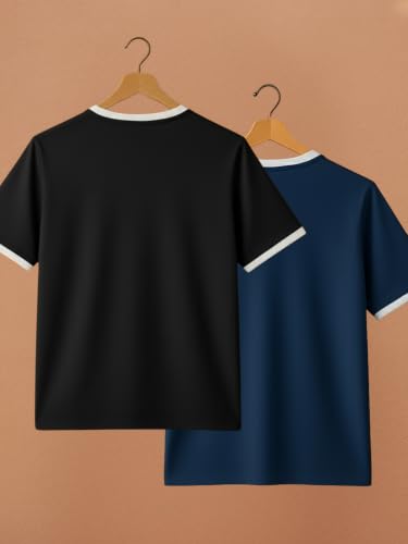 Image of YAZOLE Men's Round Neck Solid T Shirt | Regular Fit Lycra Blend Half Sleeve Tee | Casual Gym Running Walking Sports Office Travel | Stretch Fabric | Comfortable for Everyday use | (S to XXL)