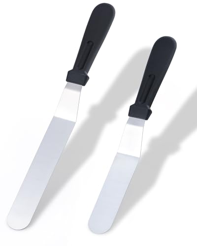 Acual Glasurspatel Tortenspachtel Kuchenspatel 2 Stück Winkelpalette 15 cm & 20 cm Spachtel aus Edelstahl Spachtel zum Dekorieren von Kuchen Gebäck und Backen-Torten Zubehör