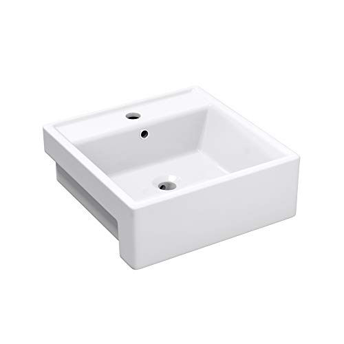 Mai & Mai Vasque à Encastrer Blanc 41cm Lavabo en Céramique Évier Lave Mains Salle de Bain avec Trop-plein ME202
