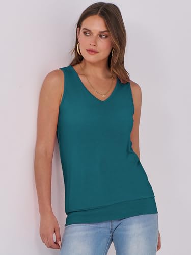 Image of ANRABESS Women Tank Tops Summer V Neck Sleeveless Casual Loose Fit Cute Cami Basic T Shirts Solid Tees 2026 Trendy Outfits