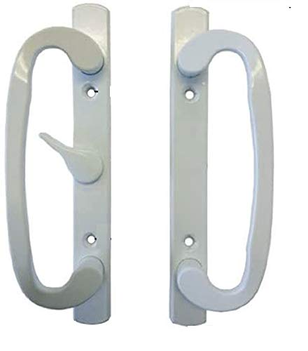 STB Sliding Glass Patio Door Handle Set, Mortise Type, A-Position, Non-Keyed, White, 3-15 16 Screw Holes