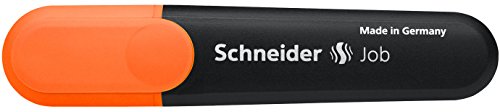 Schneider Job Highlighter, Chisel Tip, 1 + 5 Mm, Black Barrel, Orange Ink, Box Of 10 Highlighters (1506) #TOP4