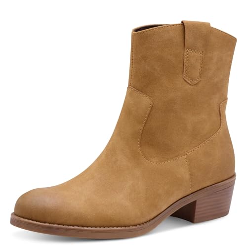 MARCO TOZZI Damen Boots mit Blockabsatz Cowboy, Braun (Camel), 39 EU