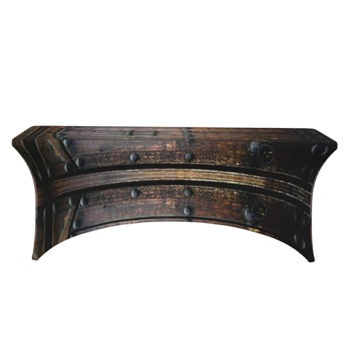 Nappe rectangulaire stretch 1,8m impression bois rustique - 3