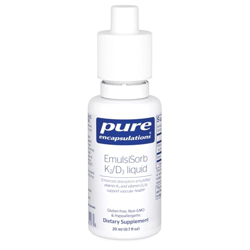 Pure Encapsulations EmulsiSorb K2/D3 Liquid | Enhanced-Absorption Emulsified Vitamin K2 and Vitamin D3 for Vascular Health Support* | 0.7 Fl Oz