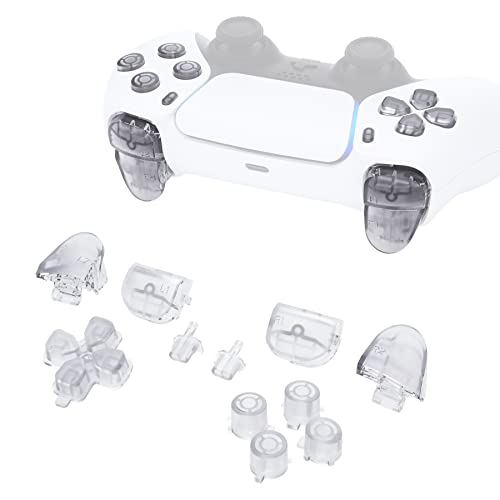 eXtremeRate Replacement D-pad R1 L1 R2 L2 Triggers Share Options Face Buttons, Clear Full Set Buttons Compatible with ps5 Controller BDM-010 & BDM-020