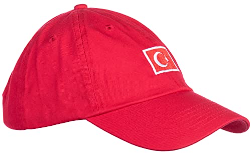 Ann Arbor T-Shirt Co. Turkish Flag Hat - Country of Turkey Pride Low Profile Turk Baseball Dad Hat for Men Women (Red One Size)