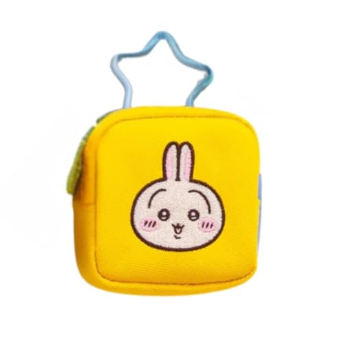 【公式】ちい'かわ カラビナつき刺繍スクエアミニポーチ 全8種 グッズ 雑貨 コレクション 小物入れ ファッション アクセサリー ギフト プレゼント 誕生日 約6.5cm (うさぎ)